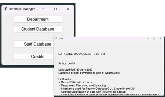 Database GUI design.